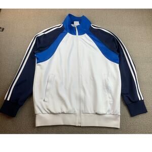 Sports Essentials Men's S White Blue Navy Full Zip Up Athletic‎ Track Jacket
